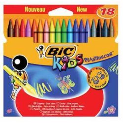 Crayon Cire BIC KIDS PLASTIDECOR Rond Pochette de 18 COULEURS