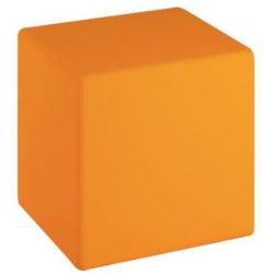 Pouf carré en mousse recouvert PVC - Lavable - 34x34x34 cm ORANGE ***