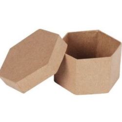 Boîte Hexagonale en carton à décorer - Dim : 8 cm - H: 5 cm (Par 10)