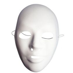 Masques vénitiens blancs à décorer - 24 x 15.5cm (Lot de 12)
