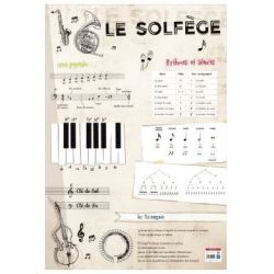 Poster pédagogique plastifié "Le Solfège" - 76 x 52 cm