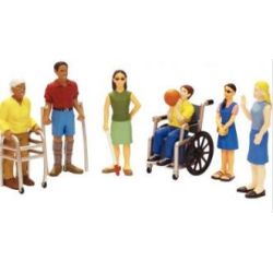 Figurines handicapées en plastique monobloc - H 12.5cm ( Par 6)