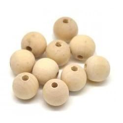 Perles en bois naturel - Diamètre 18mm - Sachet de 20