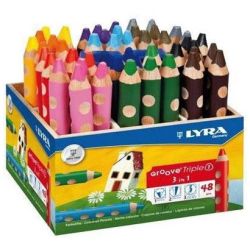 Crayon Couleur LYRA Triple One - Aquarelle Rond 15mm - Pot 48 crayons