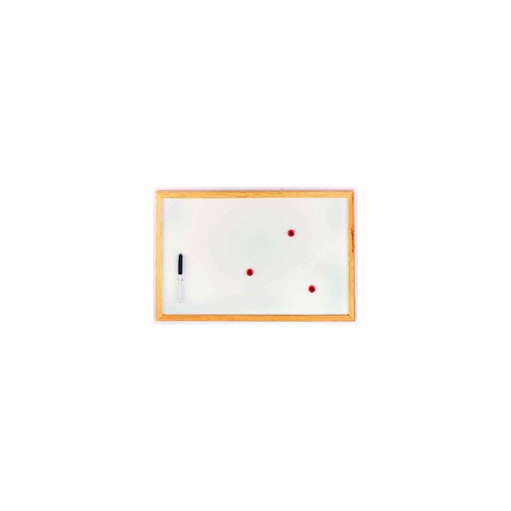 Tableau blanc 40 x 60 cm magnét. ULMANN - C. bois + aimants/feutre