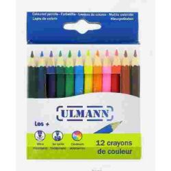 Crayon Couleur ULMANN - (Mini 9 cm) - Pochette de 12 couleurs