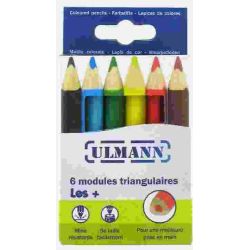 Crayon Couleur ULMANN triangulaire (Mini 9 cm) - Boîte de 6 couleurs