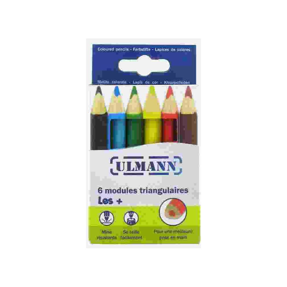 Crayon Couleur ULMANN triangulaire (Mini 9 cm) - Boîte de 6 couleurs