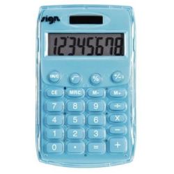 Calculatrice de poche 08 chif. SIGN - 7 X 12cm - SOL./PILE BLEUE