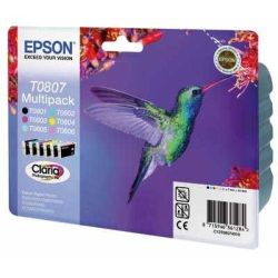 Cart EPSON - T0807 - Colibri - Noir + couleurs
