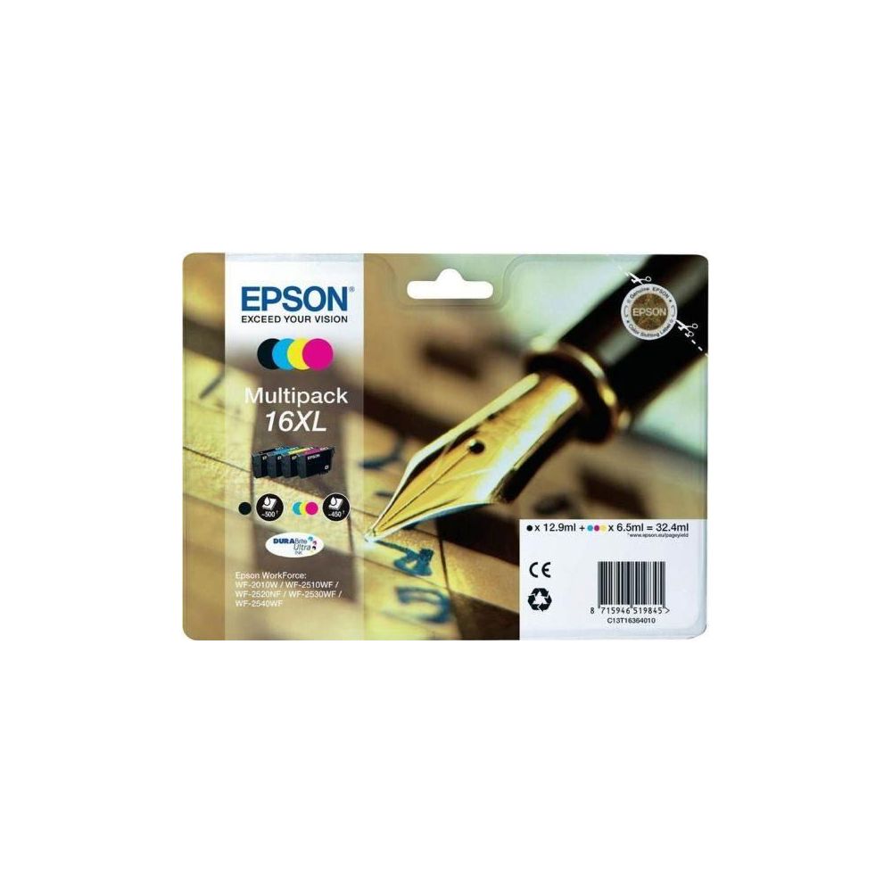 Cart EPSON - N°16XL T1636 - Stylo - Noir + couleurs