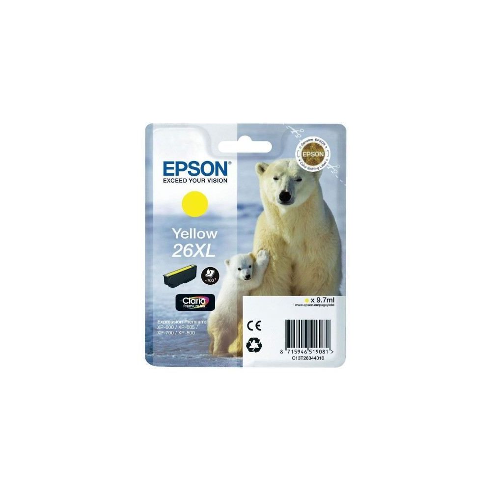 Cart EPSON - N°26XL - T2634 - Ours - Jaune - XP-600/605/700/800