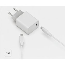 Adaptateur secteur USB-C + cordon USB-C vers USB-C 1m - blanc