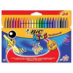 Crayon Cire BIC KIDS PLASTIDECOR Rond Pochette de 24 COULEURS