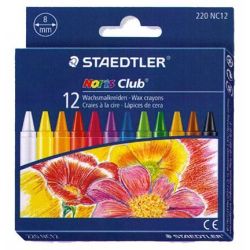 Crayon Cire STAEDTLER Noris Club - Rond - Pochette de 12 COULEURS