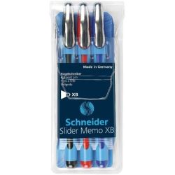 Stylo Gel SCHNEIDER Slider Memo XB  - 1.4mm - 3 COUL