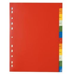 Intercalaires PVC A4 12 touches mensuelles Multicolore
