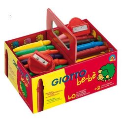 Crayon Cire GIOTTO BéBé - Gros module + 2 taille crayon -  40 crayons
