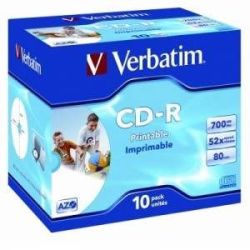 CD-R Vebatim 700mbmo/52*/80min imprimable Boîtier standard (unité)