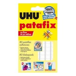 Pate adhésive UHU PATAFIX - Carte de 80 pastilles BLANCHES