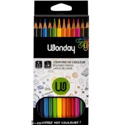 Crayon Couleur WONDAY - Octogonale - Pochette de 12 couleurs 