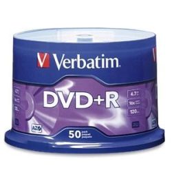 DVD+R VERBATIM 4.7 Go - Vitesse: 16X  - Spindle box (par 50)