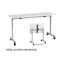 Table rabattable 130x50cm Fixe H76cm - Dégagement latéral - roulettes