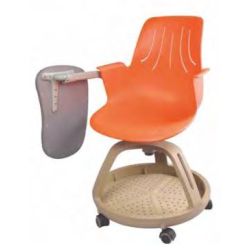 Chaise Scolaire Orang & Grise à roulettes + Tablette - H assise 40cm 