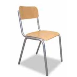 Chaise Scolaire Assise Hêtre Multiplis - Pieds tube Ø28 - H 46 cm  T6