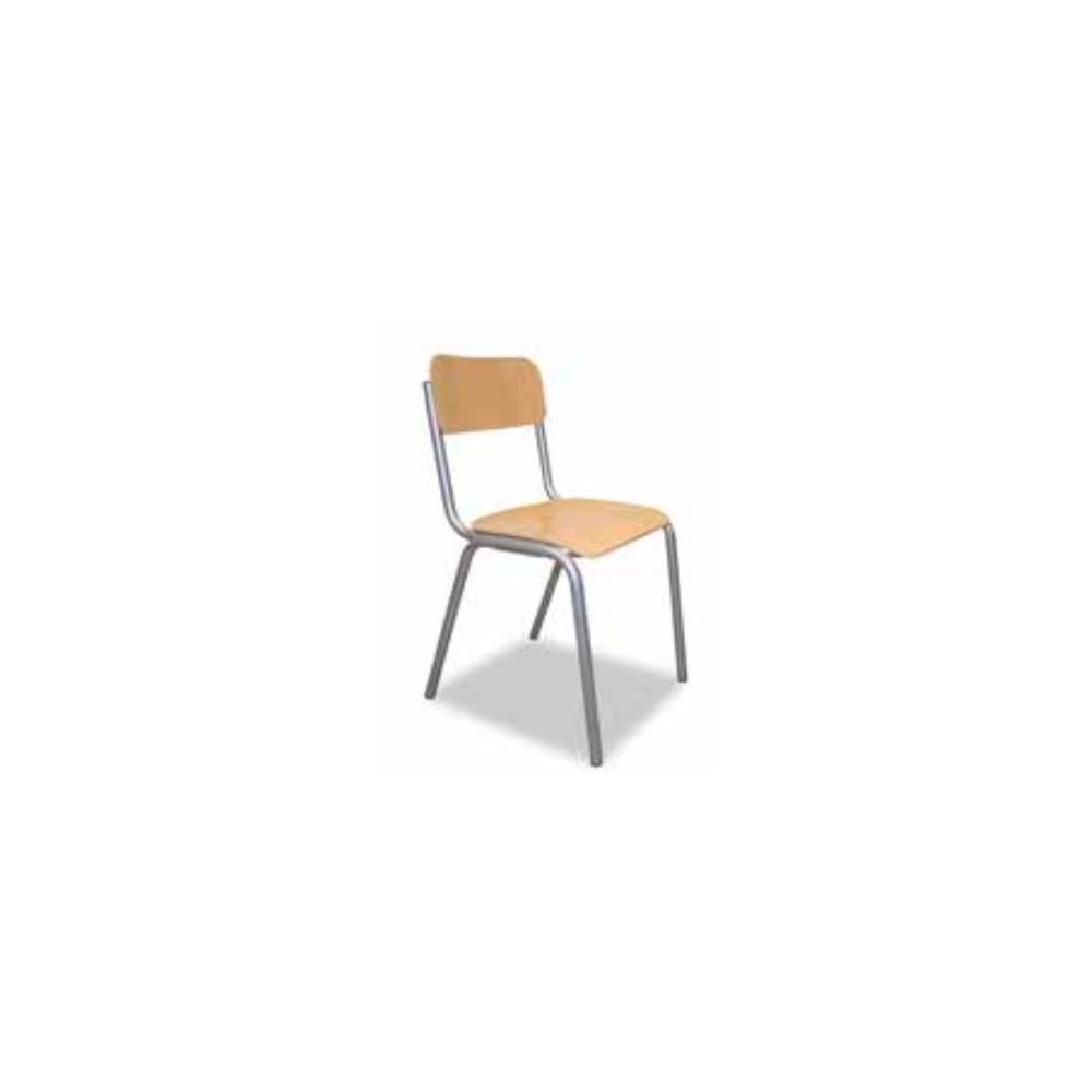 Chaise Scolaire Assise Hêtre Multiplis - Pieds tube Ø28 - H 46 cm  T6