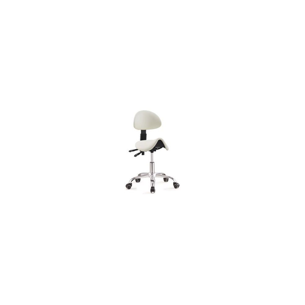 Tabouret roulettes/dossier - Selle cheval H 45cm - NOIR