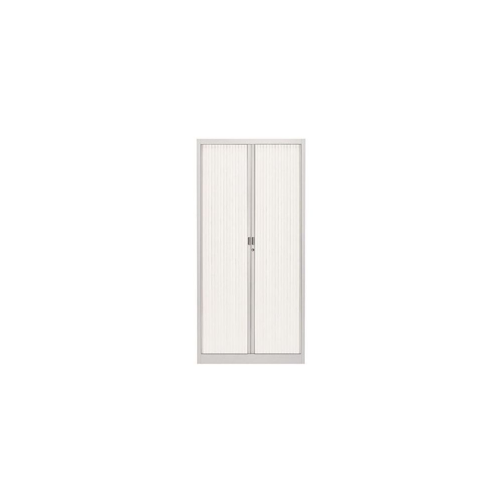Armoire haute à rideaux - L120xH198xP45cm - Métal G-Alu / PVC Blanc Armoire haute à rideaux - L120xH198xP45cm - Métal G-Alu / PVC Blanc
