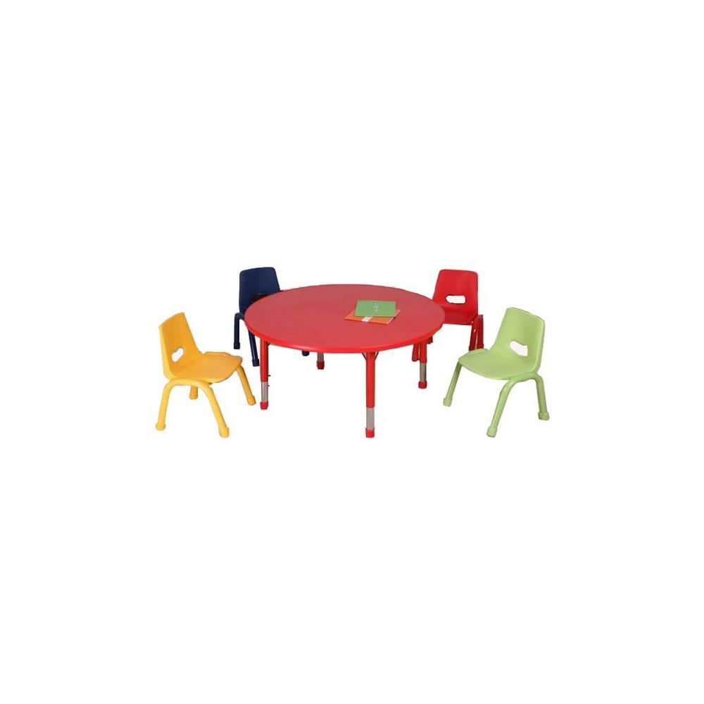 Table matern. ajust. PVC/Mélam. Ronde (D105 cm - H: 37 à 62 cm) VERT