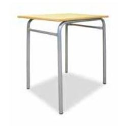 Table Scolaire Bois Stratifié Chène clair 70x50cm Pieds Alu H76cm T6 